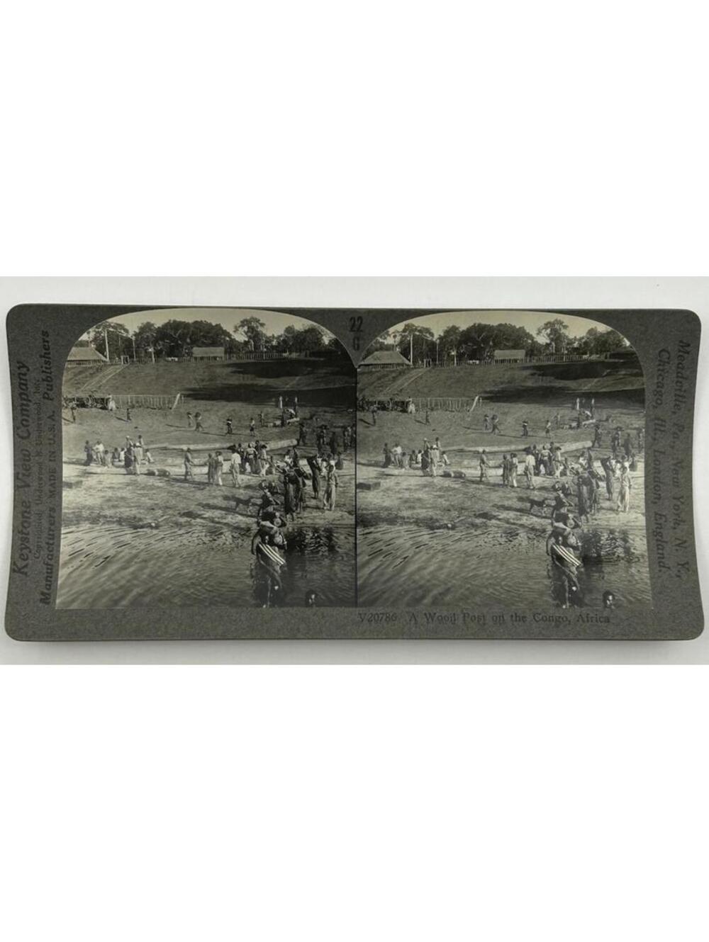 Keystone Stereoview 22 V20786 Wood Post on the Congo River Africa Photo Card L-2